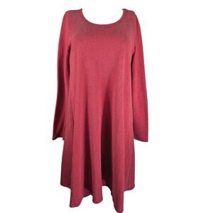 Anthroplogie Puella Long Sleeve Red White Winter Casual Womens Dress S